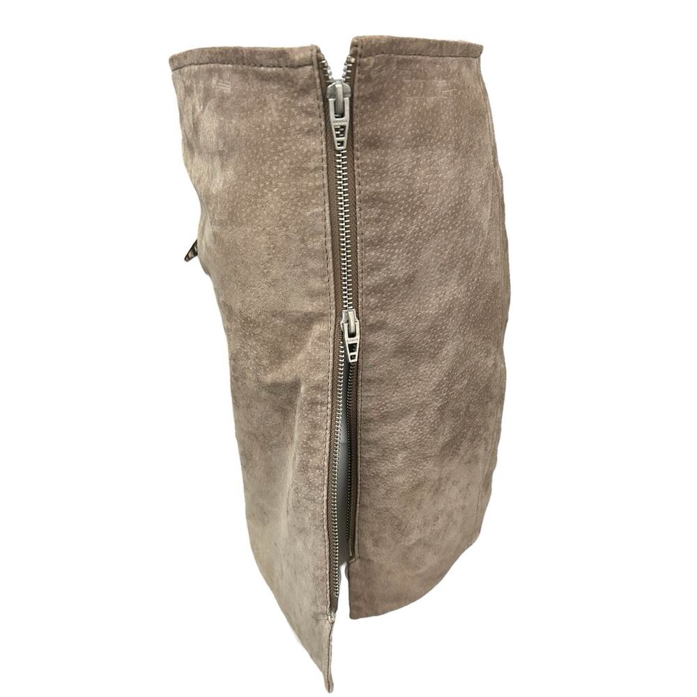 Blank NYC Sz 25 Midnight Tocker Suede Leather Mini Skirt Tan Side Zip Pocket - Picture 4 of 12